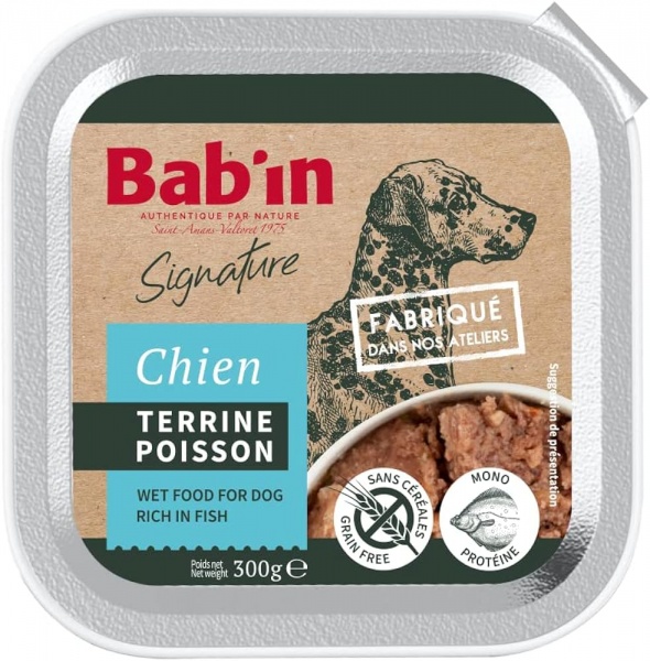 BAB\'IN - Terrine Chien Adulte POISSON, Sans C�r�ales & Mono-prot�ine