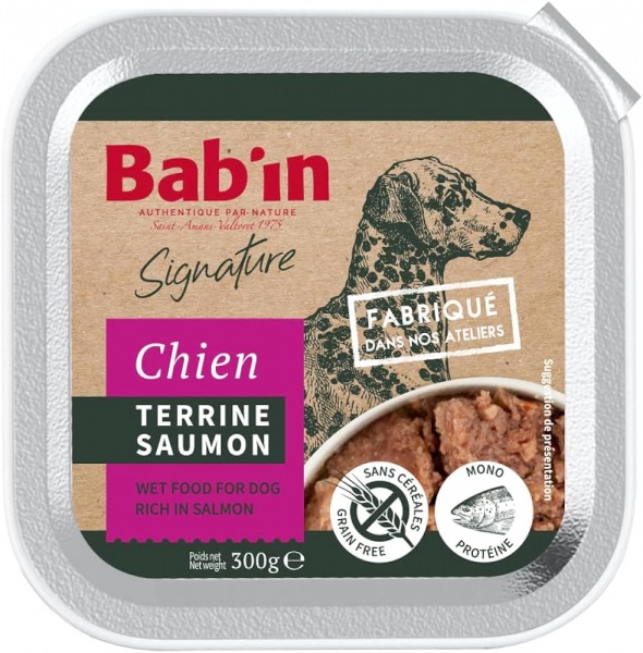 BAB\'IN - Terrine Chien Adulte SAUMON, Sans C�r�ales & Mono-prot�ine