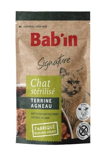 BAB\'IN� - Sachet de Terrine Chat Adulte Agneau 12X80G