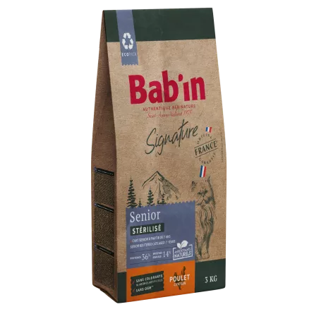 BAB\'IN� - SIGNATURE Chat Senior (7 ans +) St�rilis� Poulet
