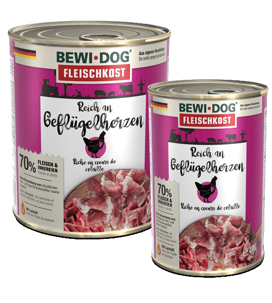 BEWI DOG - P�t�e RICHE EN COEUR DE VOLAILLE (Dinde & Poulet) / Aliment Complet