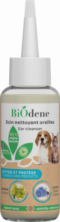BiOdene - Soin nettoyant oreilles Cameline et Lin brun pour Chien & Chat