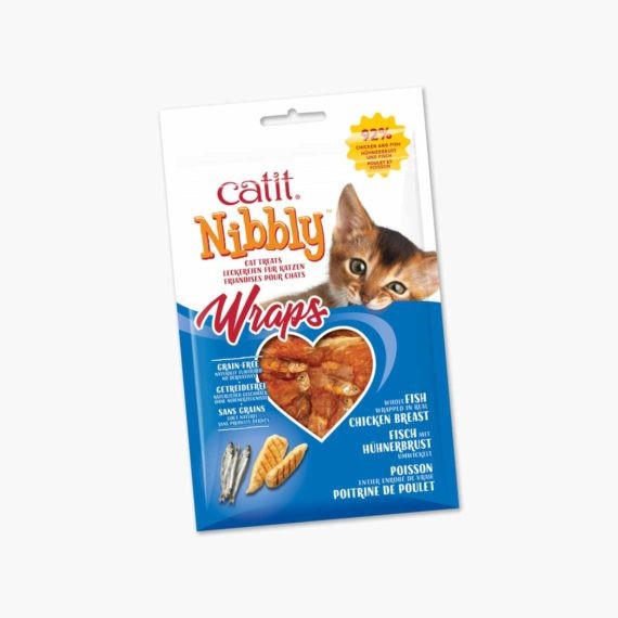 CATIT - Friandises Chat Nibbly Wraps Poulet & Poisson Sans C�r�ales - 30g