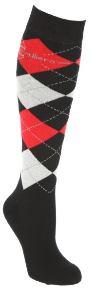 COVALLIERO - Chaussettes d\'�quitation BRESCIA / Bleu nuit & Rouge Hibiscus