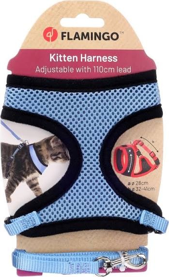 FLAMINGO - Chat Harnais avec laisse Chaton Harms Bleu 28cm 32-41cm 110cm 10mm