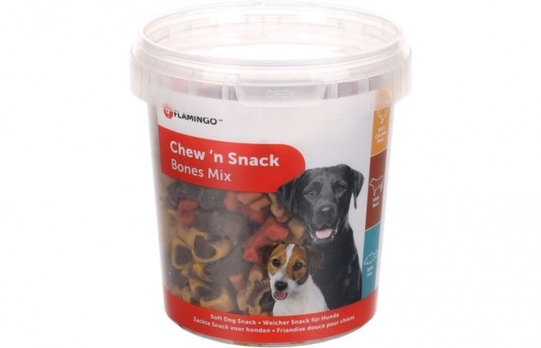 FLAMINGO - Friandises Chien Chew\'n Snak Bones Mix Poulet & Boeuf & Poisson