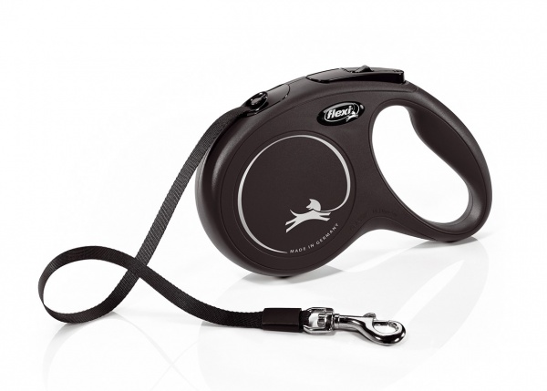 FLEXI - CLASSIC Laisse � Enrouleur SANGLE - 5m (L) (noir)