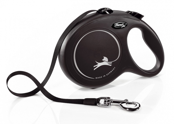 FLEXI - CLASSIC Laisse � Enrouleur SANGLE - 8m (L) (noir)