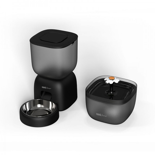 HAMI form� - Kit Distributeur de Croquettes Programmable + Fontaine � Eau 2L