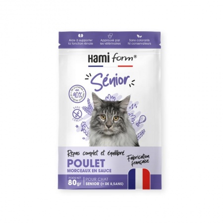 HAMI form® - Sachet Repas Complet Humide pour Chat Sénior au POULET