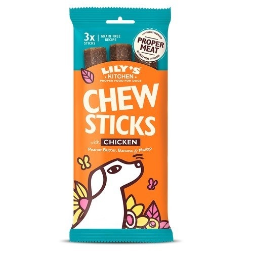 LILY\'S KITCHEN - Chew Sticks - 3 Sticks � m�cher Poulet avec Beurre de Cacahu�te, Banane & Mangue
