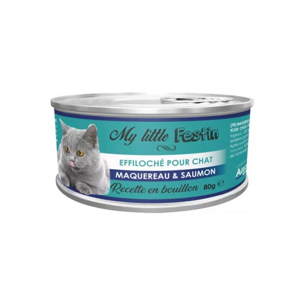 My little Festin - �ffiloch� en Bouillon pour Chat MAQUEREAU & SAUMON