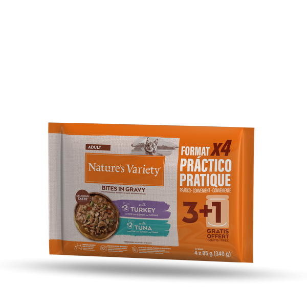 NATURE\'S VARIETY - Multipack 4 Sachets de Bouch�es en Sauce pour Chat (DINDE / THON)