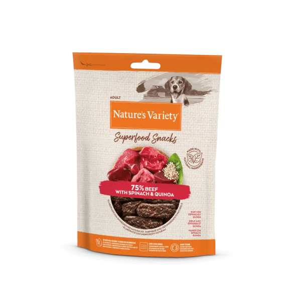 NATURE\'S VARIETY - Superfood Snacks / Friandises Chien BOEUF, �pinards & Quinoa
