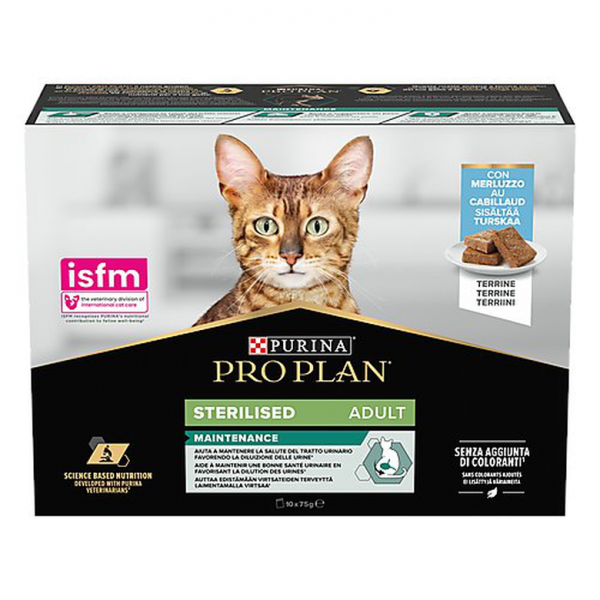 PURINA PROPLAN - Adult St�rilis� Maintenance Terrine au CABILLAUD (10x75g.)