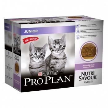 PURINA PROPLAN - NutriSavour Junior Dinde P�t�e en mousse 10x85g