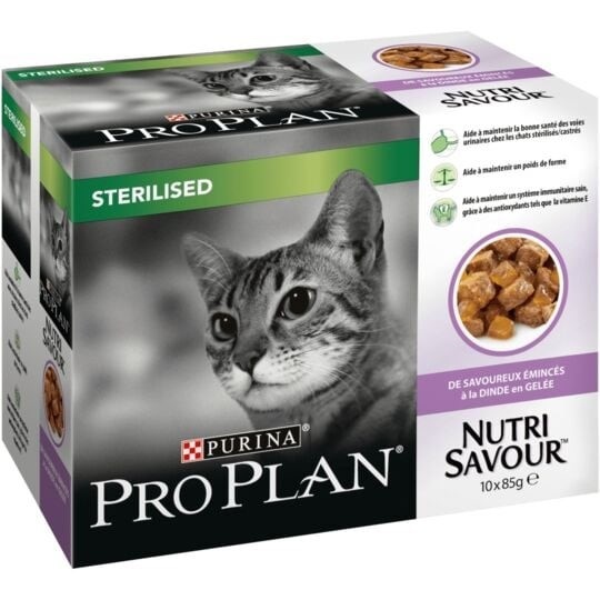 PURINA PROPLAN - NutriSavour Sterilised Dinde - P�t�e en gel�e 10x85g