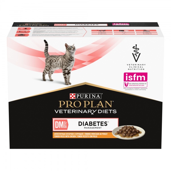 PURINA PROPLAN Veterinary Diets - Feline DM St/Ox Diabetes Management Poulet 10 x 85 g