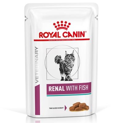 ROYAL CANIN Veterinary - Chat Renal with Fish, �minc�s en sauce