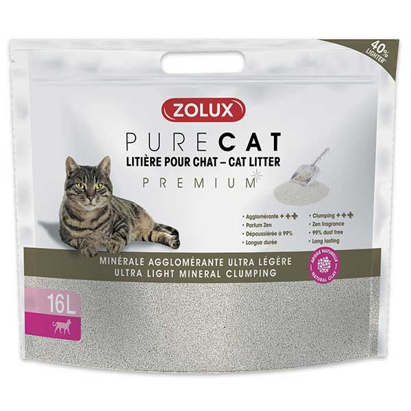 ZOLUX - Liti�re min�rale agglom�rante Purecat ultra l�g�re premium